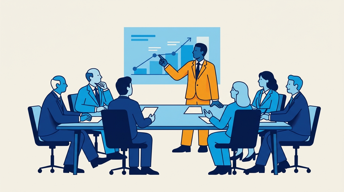 Boardroom illustration for CyberCX case study