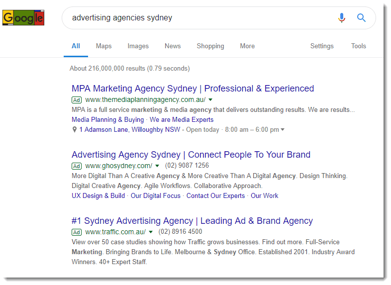 Search engine marketing example